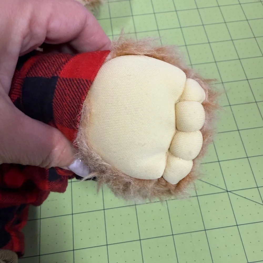 Vintage FURSKINS Red and Black Plaid Stuffed Teddy Bear